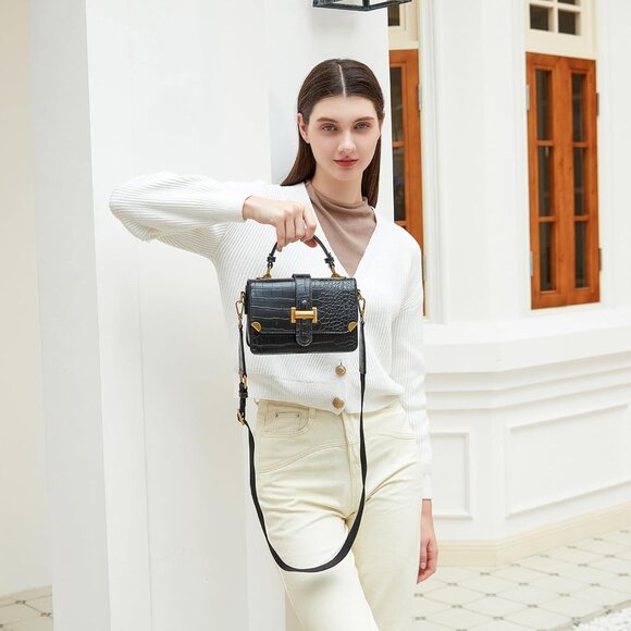 🆕 Women Black Small Classy Crossbody Bag Leather Satchel Purse Fashion Handbags - Picture 2 of 7